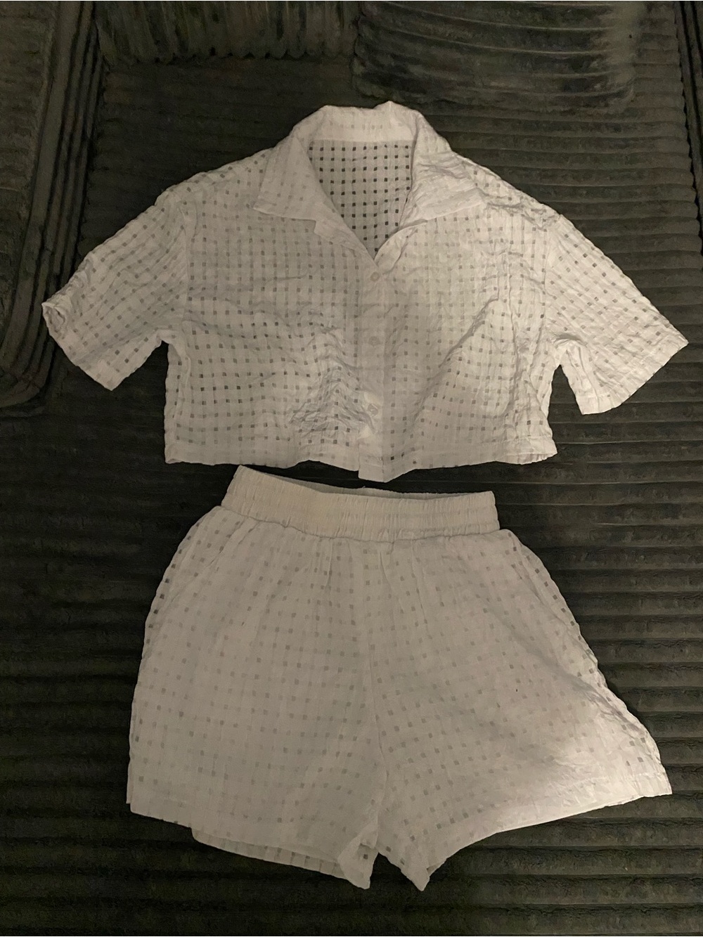 SHEIN White Eyelet Short Set size US4